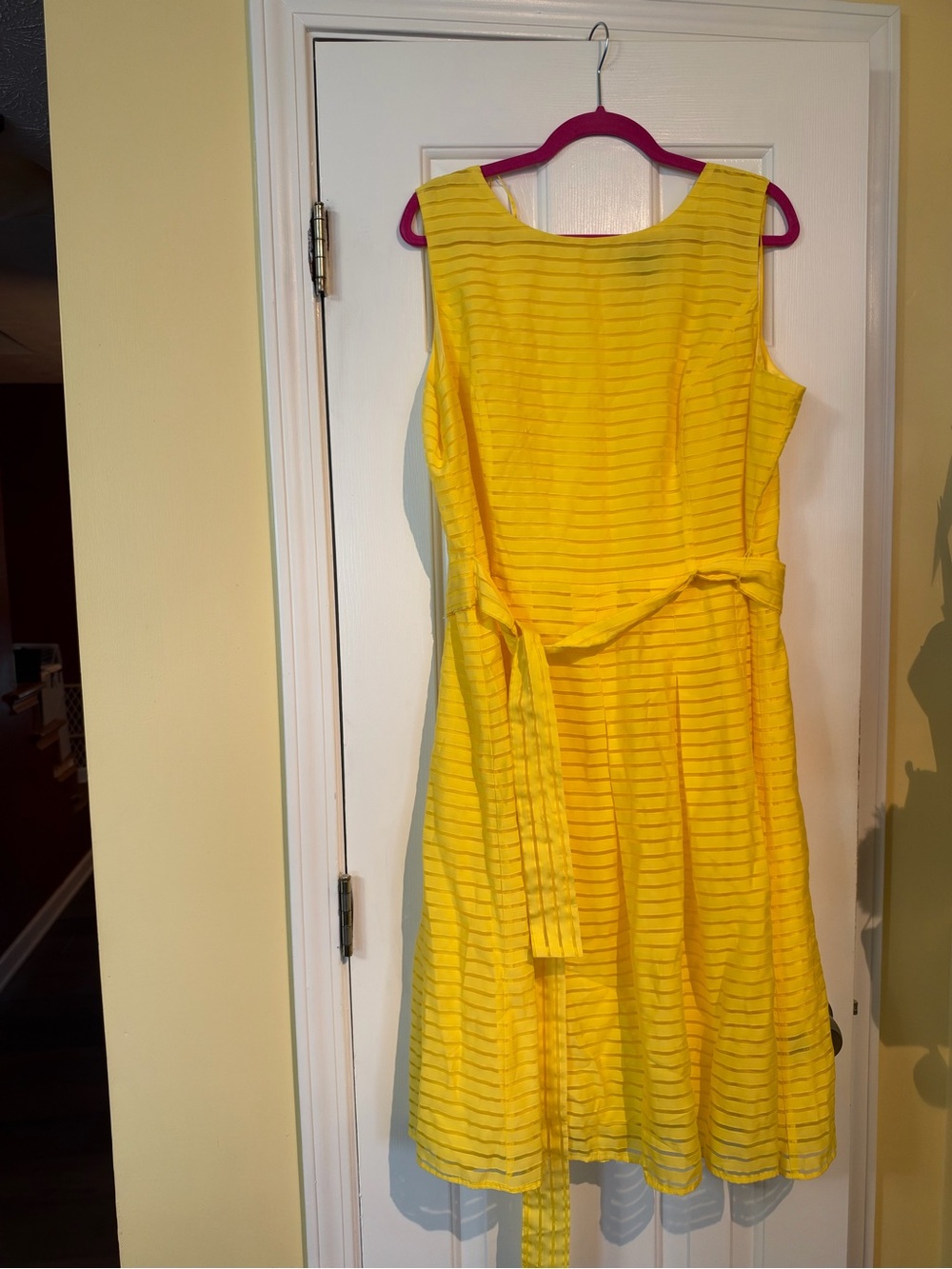 Liz Claiborne Bright Yellow Sleeveless Belted A-Line Dress